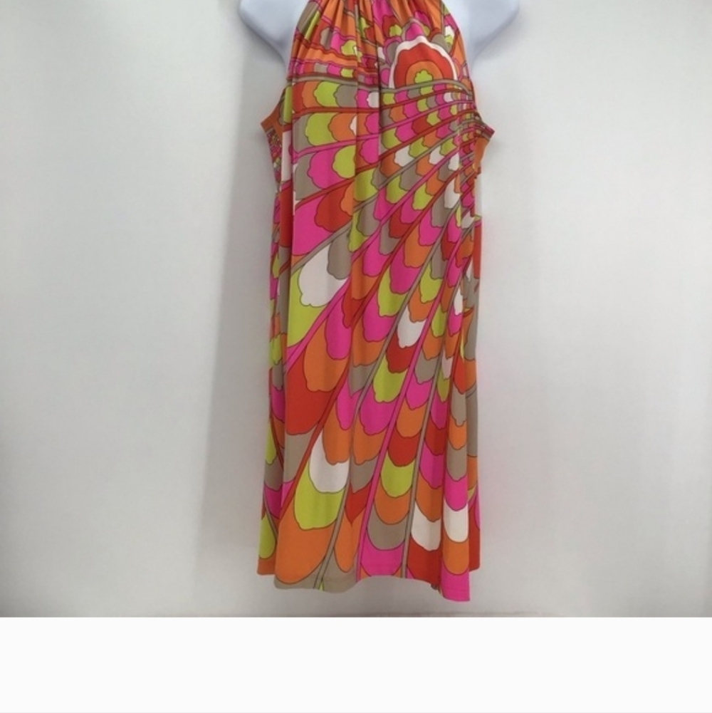 Trina Turk Retro Mod Stretch Mini Halter Summer Dress Beach Resort Pink Size 8 - Picture 2 of 7